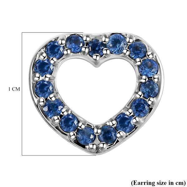 RHAPSODY 950 Platinum AAAA Ceylon Sapphire Heart Stud Earrings with Screw Back