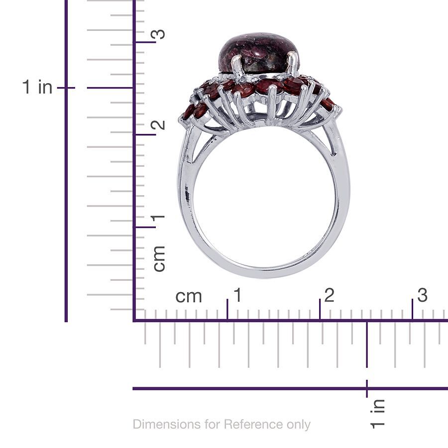 Eudialyte (Ovl 6.25 Ct), Mozambique Garnet Ring in Platinum Overlay Sterling Silver 9.000 Ct.