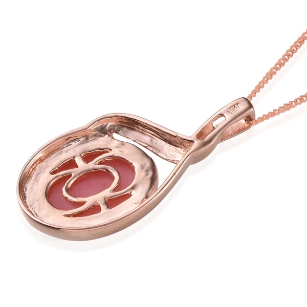 Peruvian Pink Opal (Ovl) Solitaire Pendant With Chain in Rose Gold Overlay Sterling Silver 7.000 Ct.