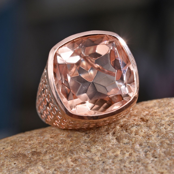 Galileia Blush Pink Quartz (Cush) Ring in Rose Gold Overlay Sterling Silver 18.250 Ct.
