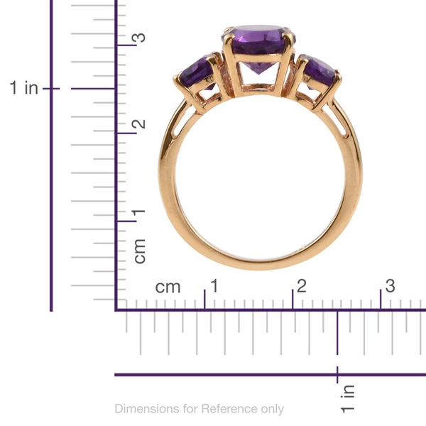 Lusaka Amethyst (Ovl 2.25 Ct) 3 Stone Ring in 14K Gold Overlay Sterling Silver 3.500 Ct.