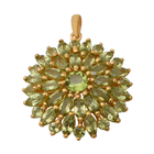 8.52 Ct AA Hebei Peridot Floral Cluster Pendant in Yellow Gold Plated Sterling Silver
