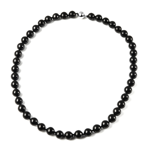 Shungite Necklace (Size - 20) With Magnetic Lock in Rhodium Overlay Sterling Silver
