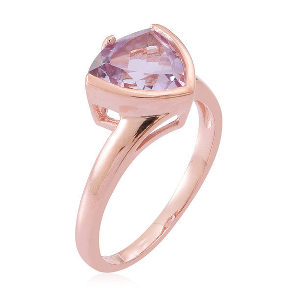 Rose De France Amethyst (Trl) Solitaire Ring in Rose Gold Overlay Sterling Silver 3.250 Ct.
