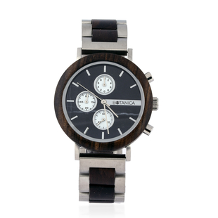 Botanica Coleus Sandalwood Wood and Stainless Steel Watch - Black and Grey
