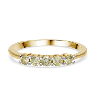 14K Yellow Gold SGL Certified Natural Yellow Diamond (SI-I1)  5 Stone Ring 0.50 Ct.