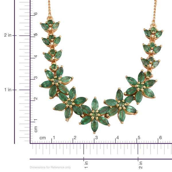 Kagem Zambian Emerald (Mrq) Floral Necklace (Size 18) in 14K Gold Overlay Sterling Silver 10.000 Ct.