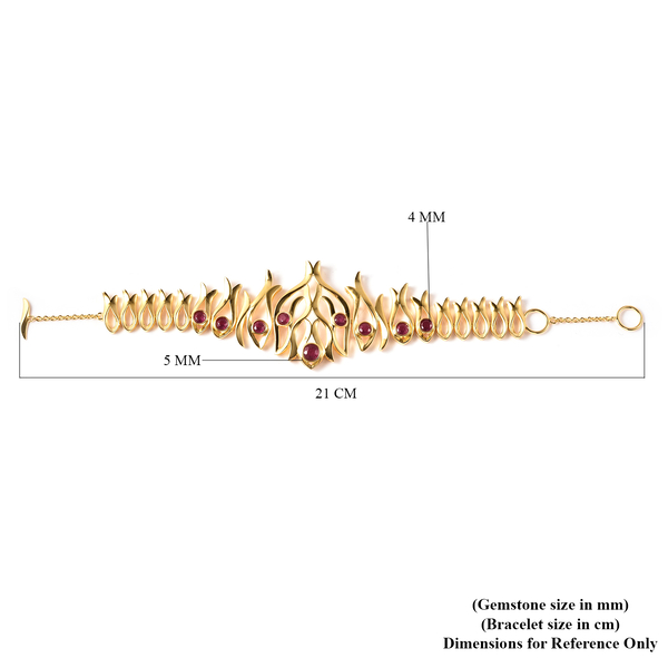 LucyQ Flame Collection - African Ruby (FF) Bracelet (Size 8) in Yellow Gold Overlay Sterling Silver 3.88 Ct.