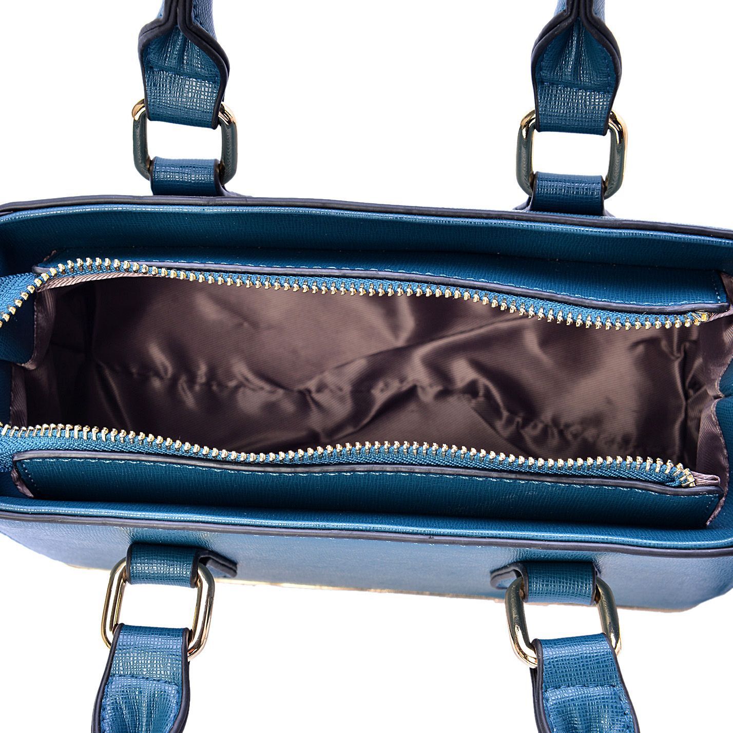 Teal Colour Tote Bag with Bottom Box Compartment and Adjustable and Removable Shoulder Strap (Size 22x18x9 Cm)