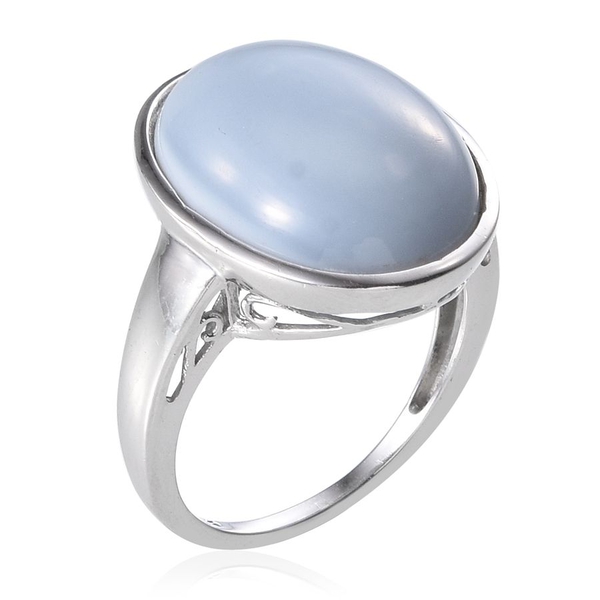 Peruvian Blue Opal (Ovl) Ring in Platinum Overlay Sterling Silver 15.000 Ct.