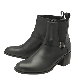 Ravel Kingsley Gusset Ankle Boot with Buckled Strap - Black