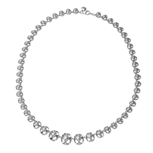 Rachel Galley Art Deco Collection - Rhodium Overlay Sterling Silver Necklace (Size 20)