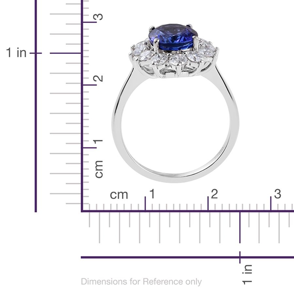 RHAPSODY 950 Platinum AAAA Tanzanite (Ovl 3.35 Ct), Diamond Floral Ring 4.350 Ct.