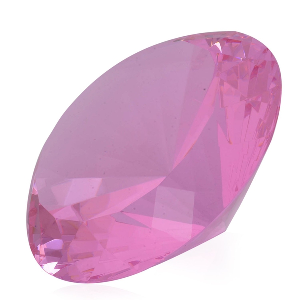 TJC Exclusive Diamond Cut Pink Glass Crystal with Stand (20cms) in a Gift Box