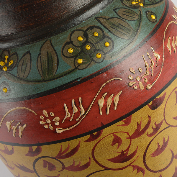 Limited Edition - Designer Inspired Hand Painted Floral Terracotta Vase Red, Yellow and Multi Colour