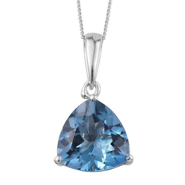 London Blue Topaz (Trl) Solitaire Pendant With Chain in Platinum Overlay Sterling Silver 6.750 Ct.