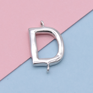 Platinum Overlay Sterling Silver Initial D Charm