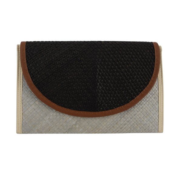 Bali Collection Padan Leaf Woven Flap Clutch Handbags (Size:56x35x50Cm) - Black and White