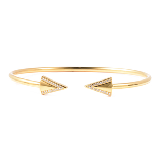 LucyQ Art Deco Collection Zircon Arrow Bangle in Yellow Gold Plated Sterling Silver 7.5 Inch