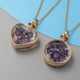 Set of 2 -  Amethyst (5.00 Ct) and Dry Flower Pendant with Chain (Size 24) in Gold Tone