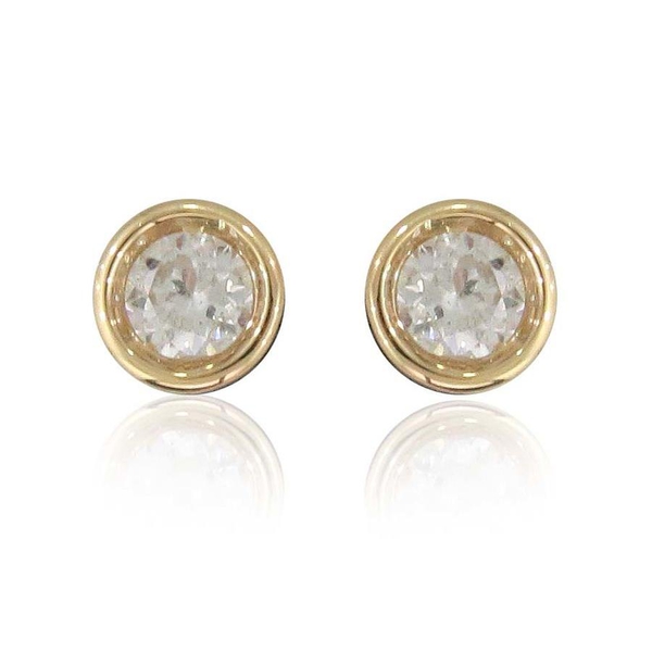 14K Y Gold IGI Certified Diamond (Rnd) (I2-I3/G-H) Stud Earrings (with Screw Back) 0.500 Ct.