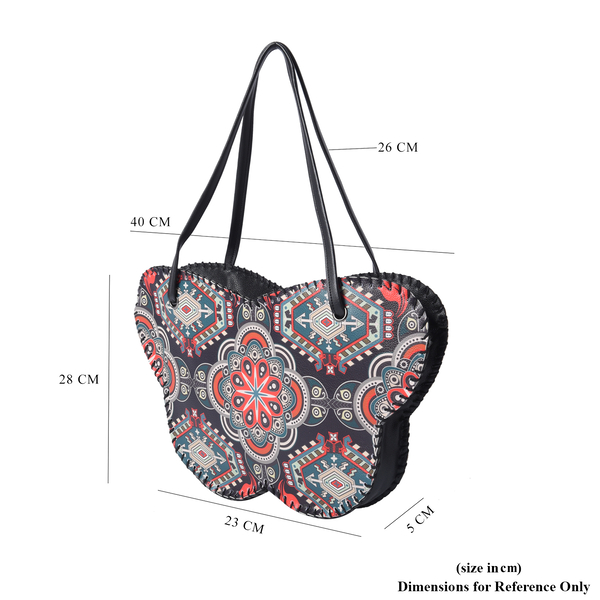 Butterfly-Shaped Water Resistant Tote Bag in Kaleidoscope Black Print