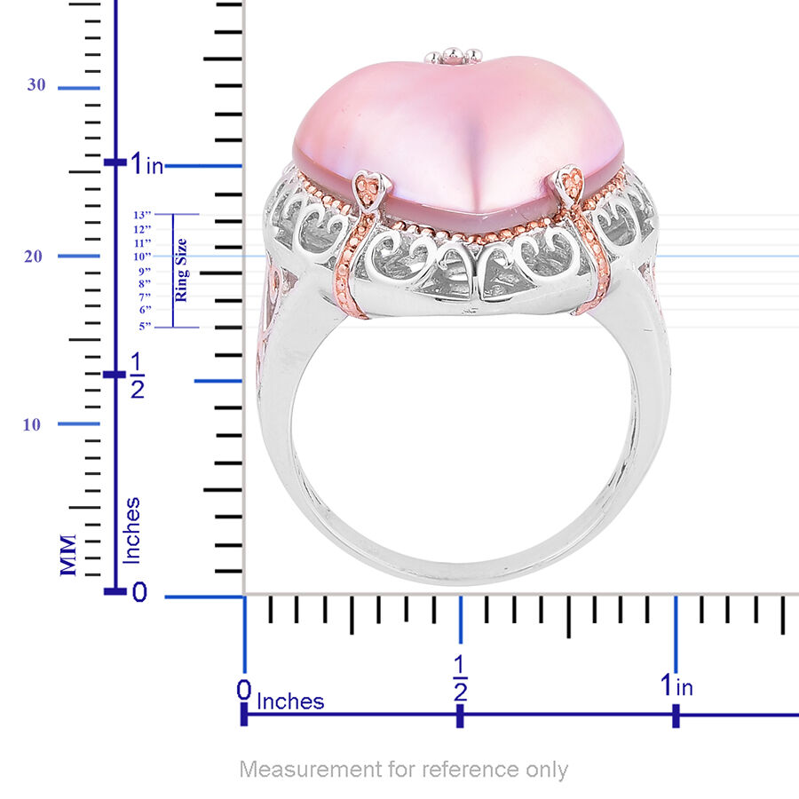 Designer Inspired Mabe Pink Pearl (Hrt 17-20mm), African Ruby Ring in Rhodium Plated and Rose Gold Overlay Sterling Silver