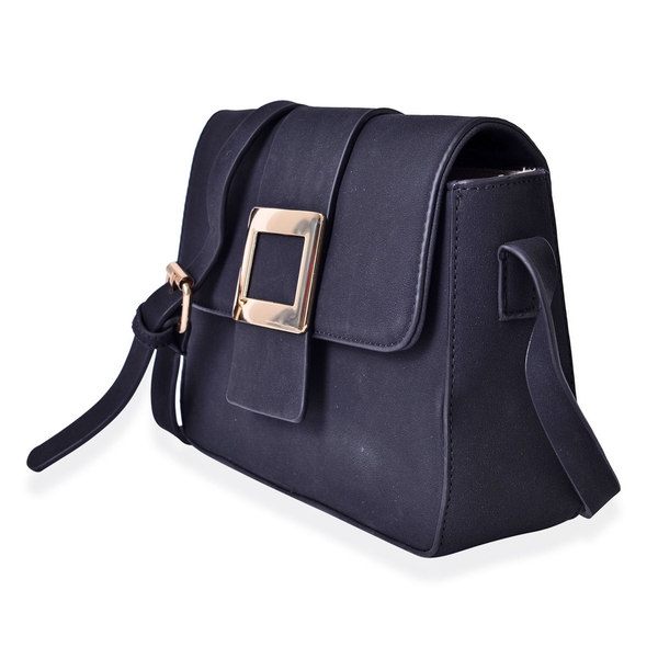 Dazzling Black Crossbody Bag with Adjustable Shoulder Strap (Size 24x17.5x7 Cm)
