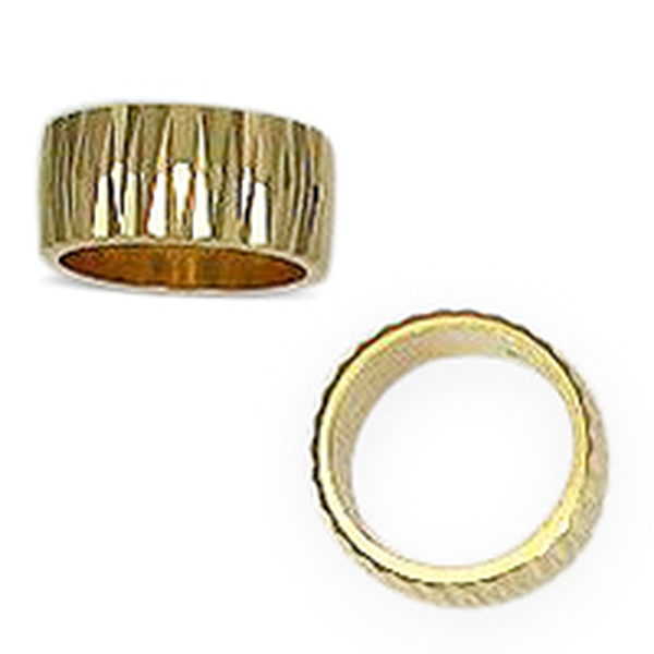 Designer Inspired- Yellow Gold Overlay Sterling Silver Diamond Cut Band Ring, Silver wt. 4.60 Gms.