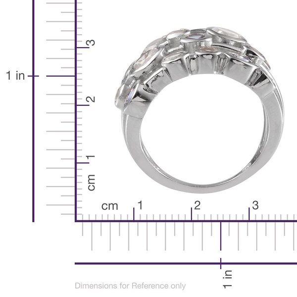 Tanzanite (Rnd), White Topaz Ring in Platinum Overlay Sterling Silver 3.750 Ct.