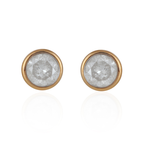 9K Y Gold SGL Certified Diamond (Rnd) (I3/ G-H) Stud Earrings (with Push Back) 0.250 Ct.