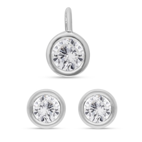 2 Piece Set - 9K White Gold SGL Certified Diamond (G-H/I3) Stud Earrings (with Push Back) and Pendan