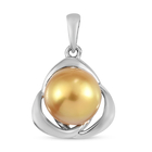 Golden South Sea Pearl Pendant in Platinum Overlay Sterling Silver