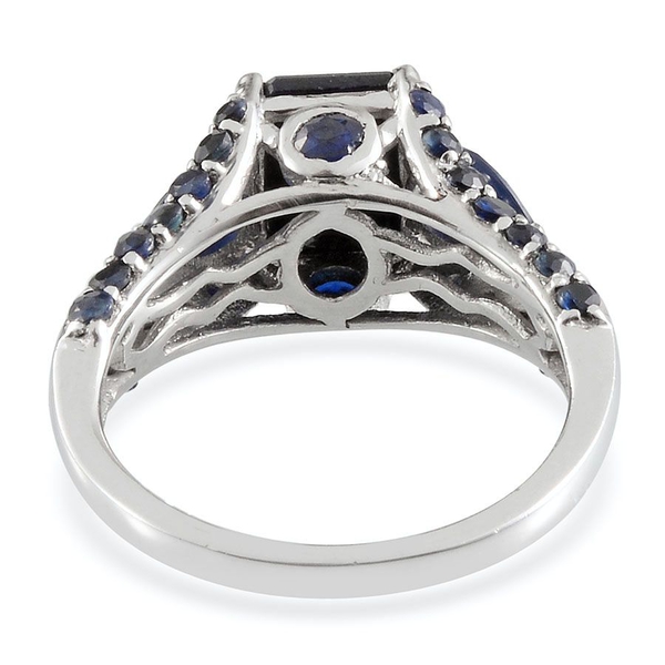 Diffused Blue Sapphire (Oct 2.75 Ct), Kanchanaburi Blue Sapphire Ring in Platinum Overlay Sterling Silver 4.500 Ct.