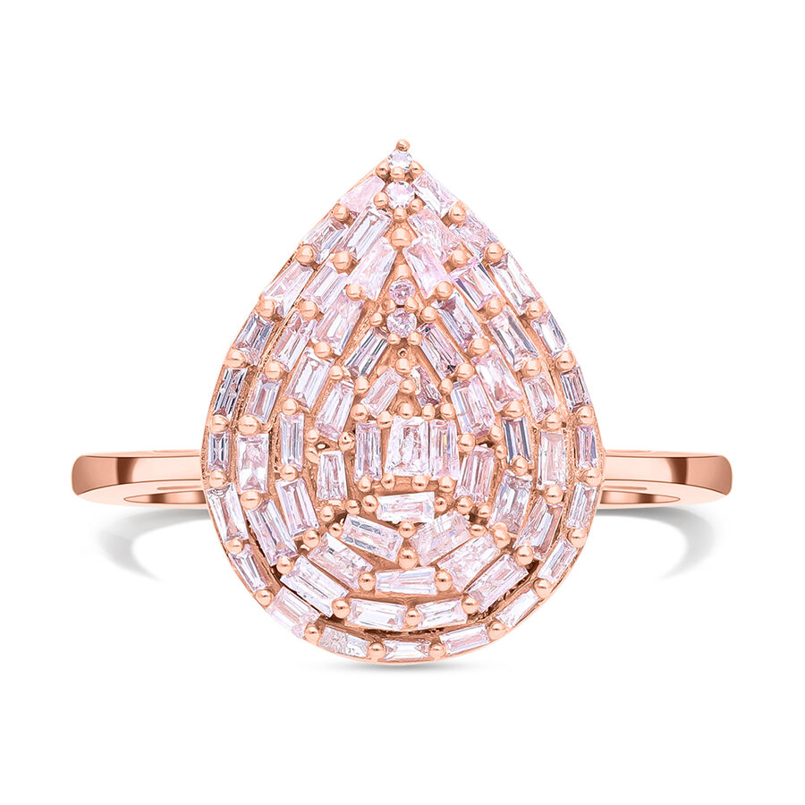 SGL Certified Steves Spectacular Special - 9K Rose Gold Natural Pink Diamond Teardrop Ring 0.56 Ct