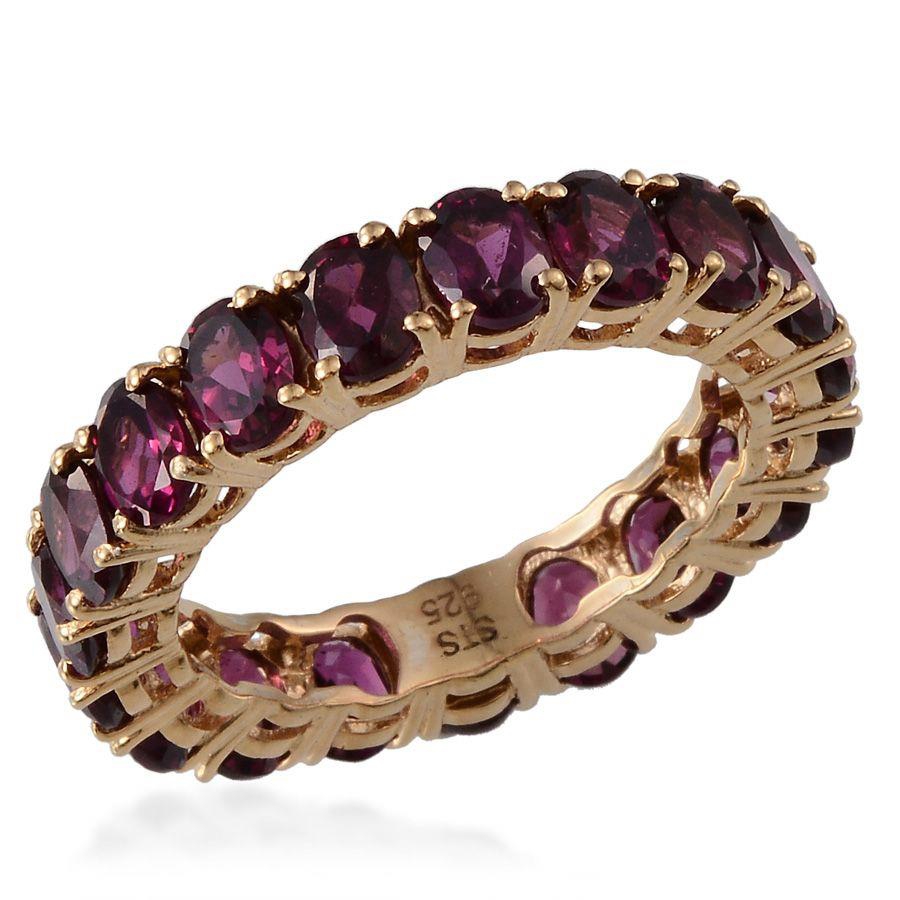 Orissa Rhodolite Garnet (Ovl) Full Eternity Ring in 14K Gold Overlay ...