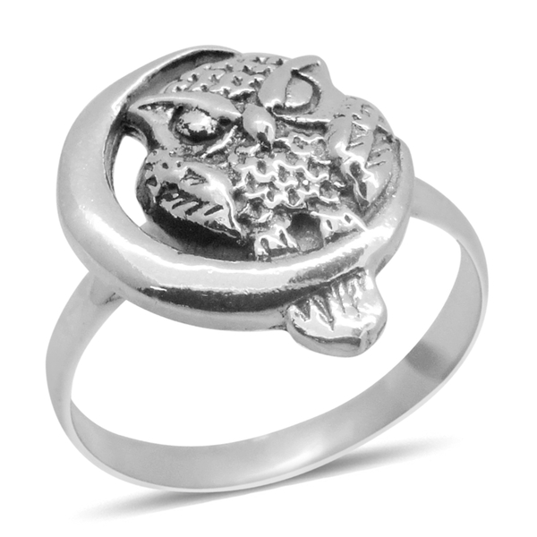 Royal Bali Collection Sterling Silver Owl Ring, Silver wt 4.86 Gms.