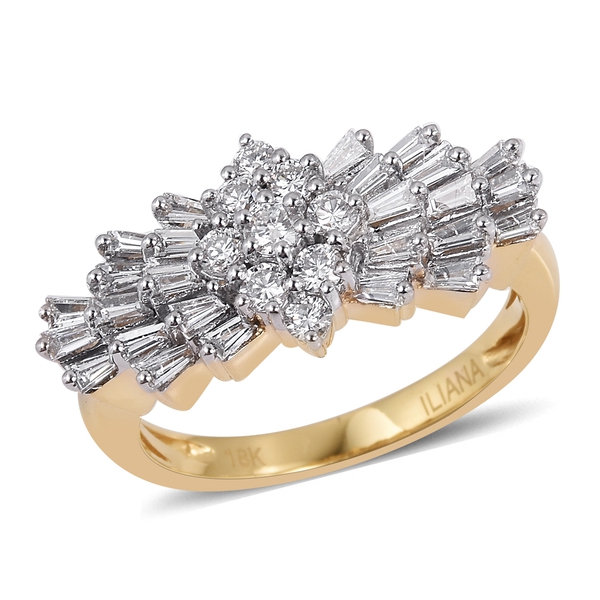 ILIANA 1 Carat Diamond Ballerina Ring in 18K Gold 4.14 Grams IGI Certified