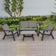4 Piece Set - Durable Outdoor Rattan Sofa Set (Includes one Loveseat, Two Armchairs and Coffee Table) - Black & Khaki