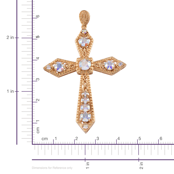 - AB Crystal (Rnd) Cross Pendant in ION Plated 18K Yellow Gold Bond