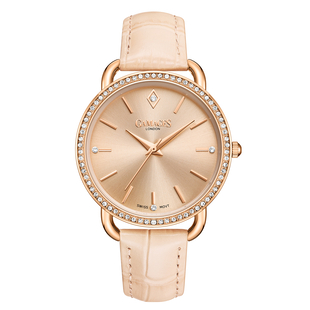 GAMAGES OF LONDON Ladies Symphony Swiss Quartz Movement Rose Dial Crystal Studded Water Resistant Wa