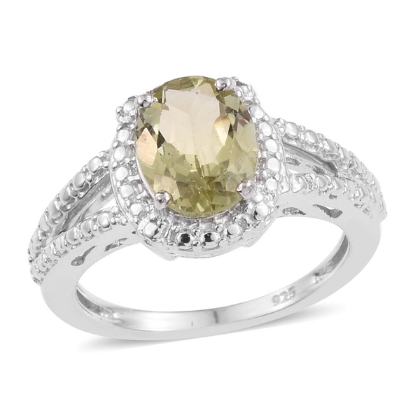Natural Canary Apatite (Ovl) Solitaire Ring in Platinum Overlay Sterling Silver 2.000 Ct.