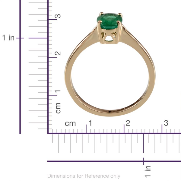 14K Yellow Gold Kagem Zambian Emerald (Ovl) Solitaire Ring 0.750 Ct.