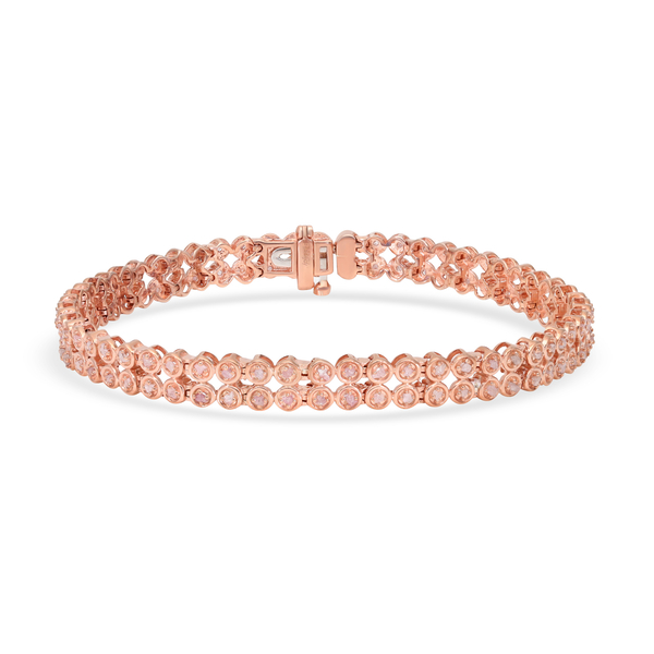 Natural Pink Uncut Diamond Bracelet (Size - 7.5) in Rose Gold Overlay Sterling Silver 1.00 Ct, Silve