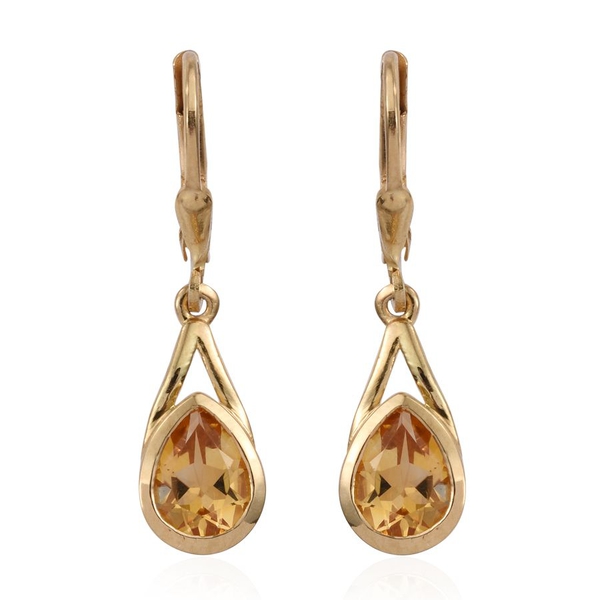 Citrine (Pear) Lever Back Earrings in 14K Gold Overlay Sterling Silver 1.750 Ct.