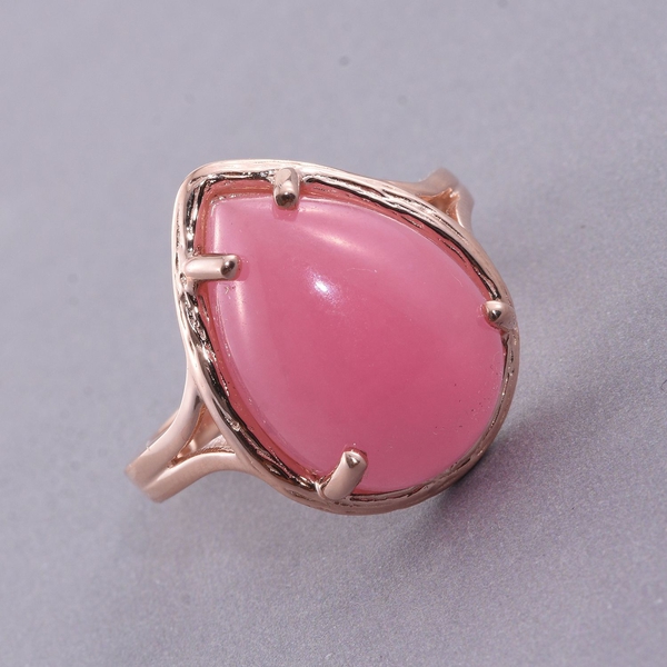 Pink Jade (Pear) Ring in Rose Gold Overlay Sterling Silver 13.000 Ct.