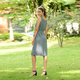 LA MAREY Viscose Striking Geometric Pattern Sleeveless Dress (Size S / 8-10) - Teal Green & Multi