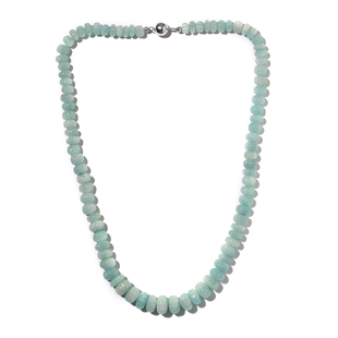 Extremely Rare Shape Amazonite Necklace (Size - 18) with Magnetic Lock in Rhodium Overlay Sterling S