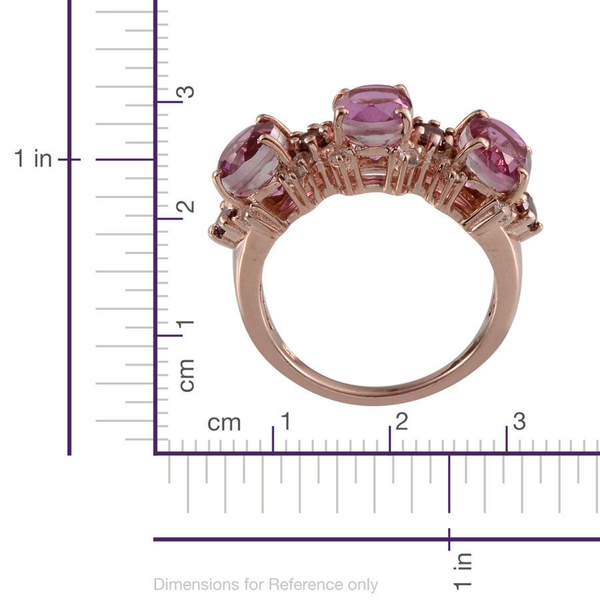 Kunzite Colour Quartz (Ovl), Rhodolite Garnet and White Topaz Ring in Rose Gold Overlay Sterling Silver 5.750 Ct.