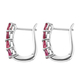 African Ruby (FF) Hoop Earrings in Platinum Overlay Sterling Silver 2.11 Ct.